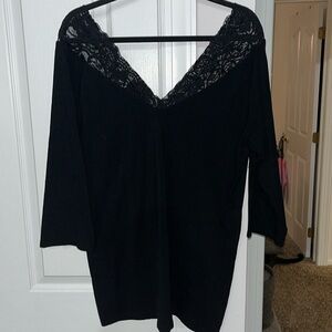 Torrid Black Lace Off The Shouldee 3/4 sleeve top Size 3